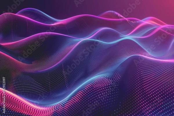 Fototapeta Bright and diverse technology background. Gradient digital network. High-tech concept.