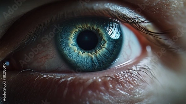 Obraz A detailed shot of a person's blue eye with a focus on the iris and pupil