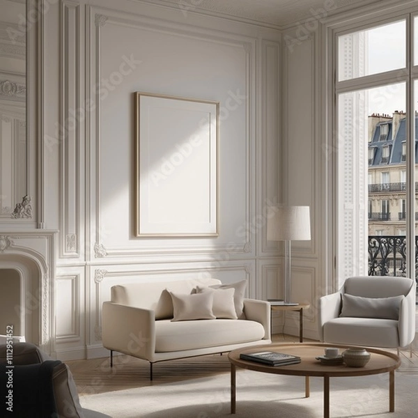 Obraz Mockup in a Elegant and Minimalist Livingroom