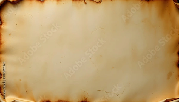 Fototapeta Old parchment paper with copy space background. Grimoire weathered page top view. Blank empty page for text placement witchcraft or magic book page Scrolls manuscripts or spells. Mystic occult conce