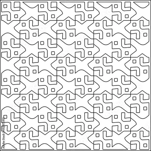 Fototapeta Abstract shapes.Patterns from lines.White wallpaper. Vector graphics for design, textile, decoration, cover, wallpaper, web background, wrapping paper, fabric, packaging. Repeating pattern.