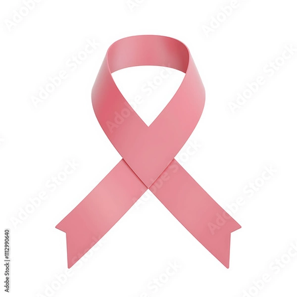 Fototapeta Pink Ribbon Tied Elegantly on White Background, Minimalist and Stylish Design