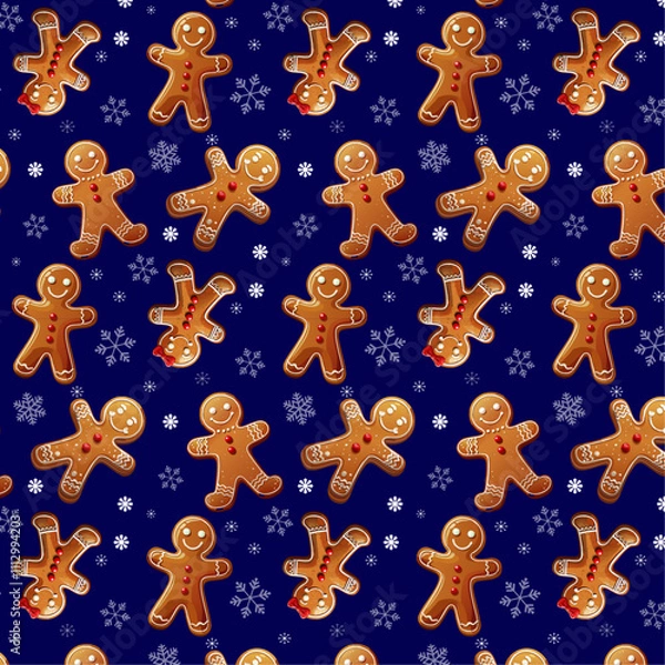 Fototapeta Vector Gingerbread man Seamless Pattern