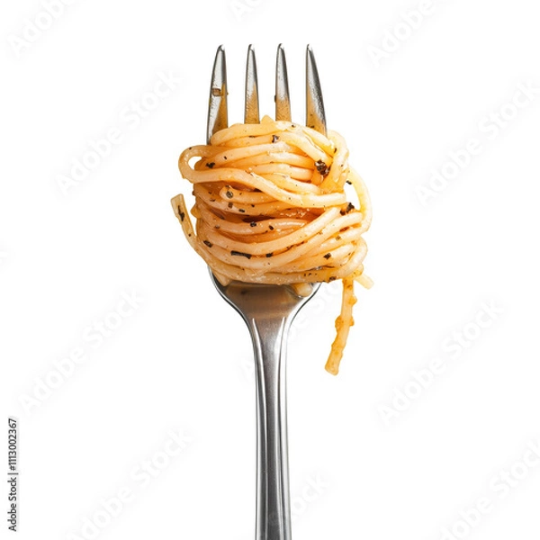 Fototapeta isolated spaghetti with tomato sauce on a fork	
