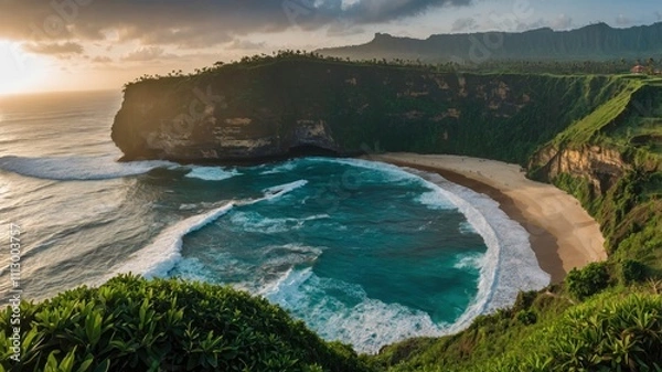 Fototapeta Beautiful view of ocean in Uluwatu on Bali 