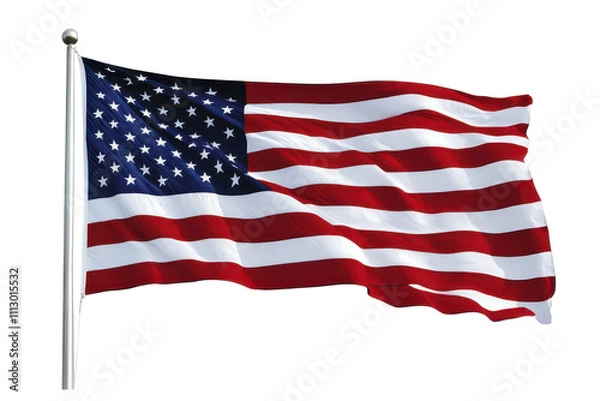 Fototapeta The American flag on a white background tells the story of the country through each star and stripe