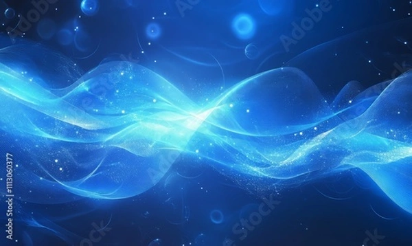 Fototapeta Abstract blue light waves combined with an electromagnetic spectrum diagram