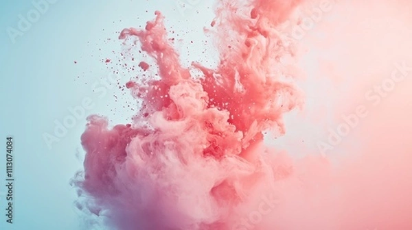 Obraz Abstract pink and white smoke cloud on a pastel gradient