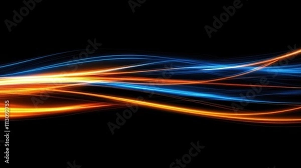 Fototapeta Vibrant Flow of Colorful Light Streaks in Dark Background