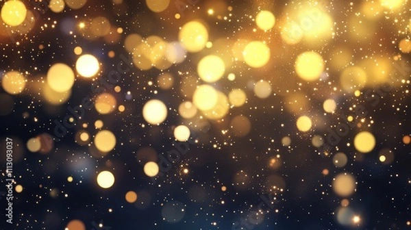 Fototapeta Glittering Bokeh Effect with Warm Golden Hues on Dark Background