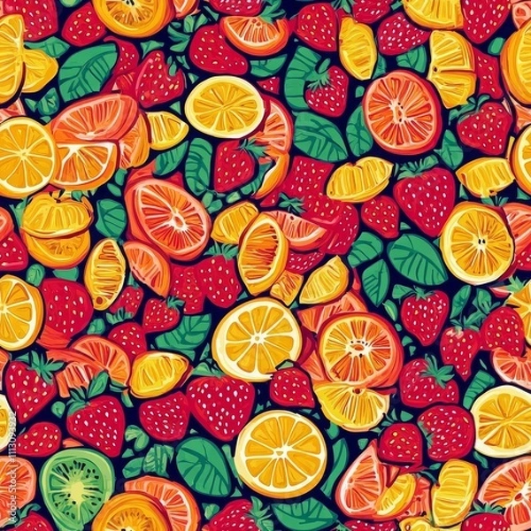 Obraz Bright Fruit Pattern with Juicy Details