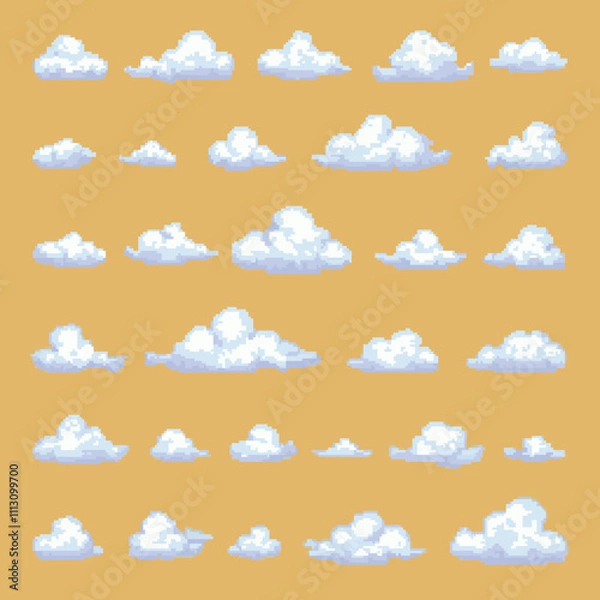 Obraz pixel art cloud set	