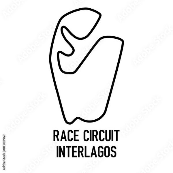 Fototapeta Interlagos circuit for motorsport and autosport. grand prix race track. vector illustration