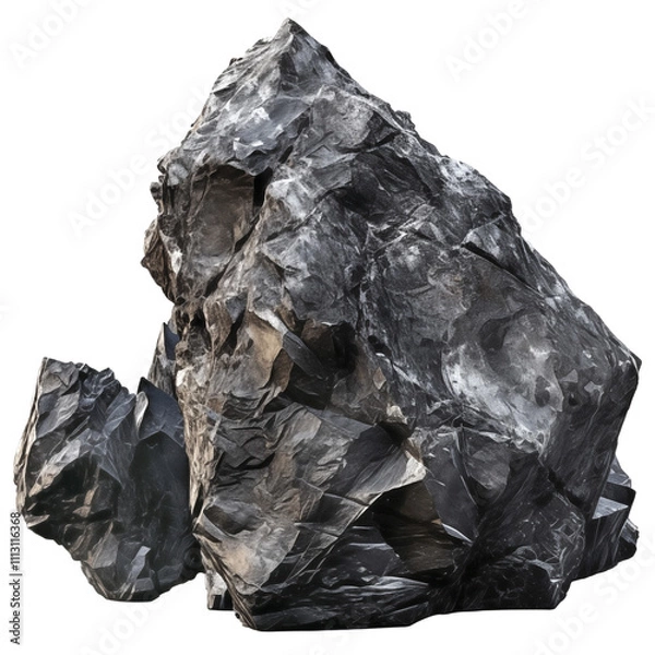 Fototapeta Closeup of sample of natural mineral from geological collection - Various carbon (anthracite, shungite, graphite, coal, jet lignite) natural mineral stone, rock and gemstone isolated.