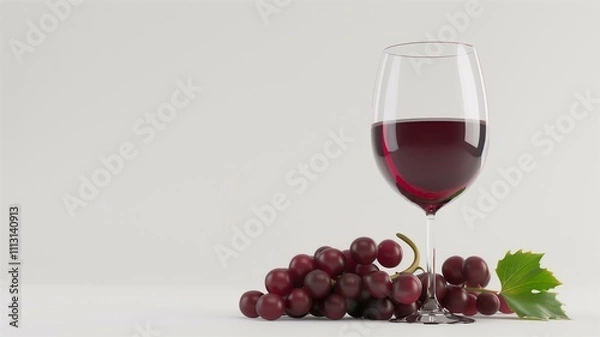 Fototapeta Photorealistic and finely detailed image of a wine glass with grapes
