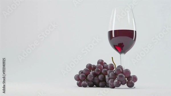 Fototapeta Photorealistic and finely detailed image of a wine glass with grapes
