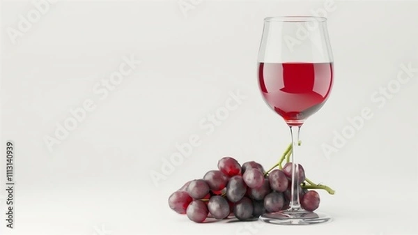 Fototapeta Photorealistic and finely detailed image of a wine glass with grapes
