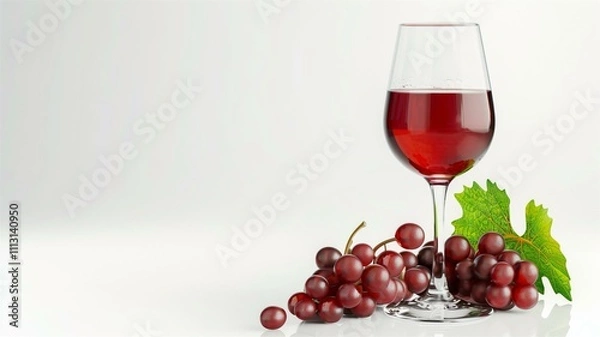 Fototapeta Photorealistic and finely detailed image of a wine glass with grapes
