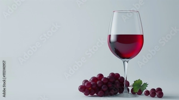 Fototapeta Photorealistic and finely detailed image of a wine glass with grapes
