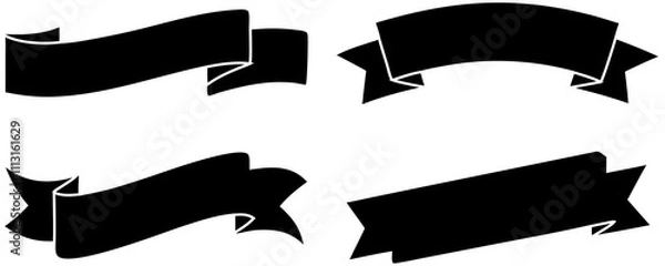 Obraz Black ribbons vintage isolated vector sign symbol. Classic illustration for banner design