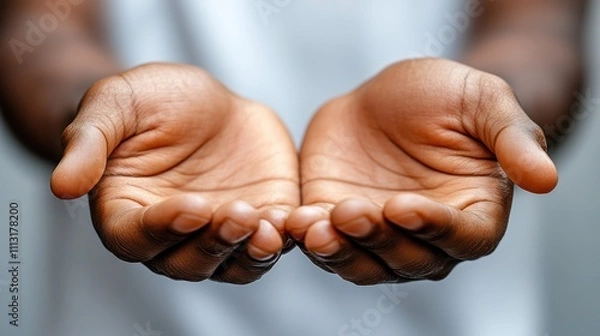 Fototapeta Open hands offering a gesture of sharing or receiving.