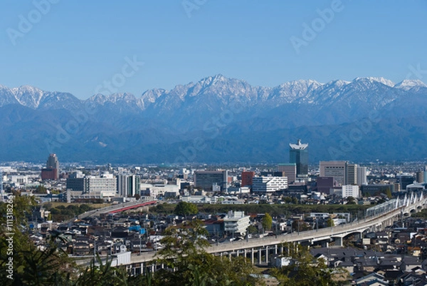 Fototapeta 2024.22呉羽山から富山市街地と剱岳立山連峰北アルプス立山連峰