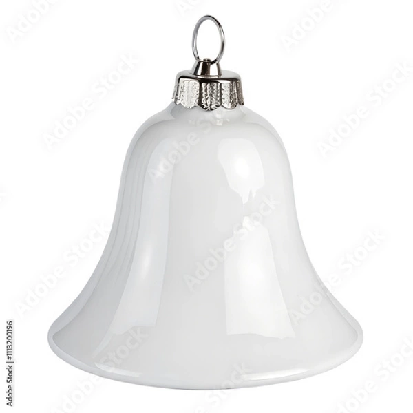 Fototapeta White 3D bell-shaped Christmas ornament for mockups, isolated on transparent background