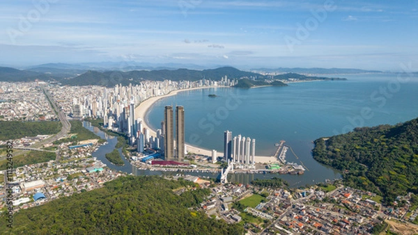 Obraz Panoramic view of Balneário Camboriú, featuring its beach and modern skyscrapers along the coastline.