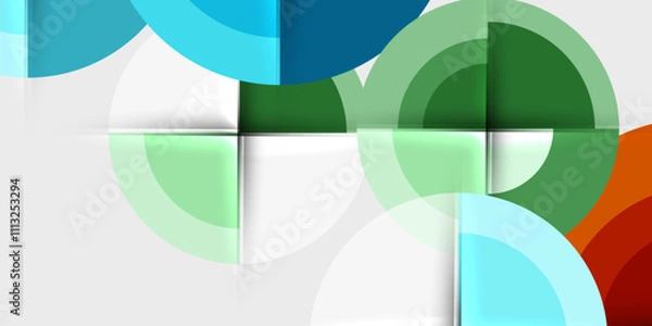 Fototapeta Circle and semi circle geometric background. Vector Illustration For Wallpaper, Banner, Background, Card, Book Illustration, landing page