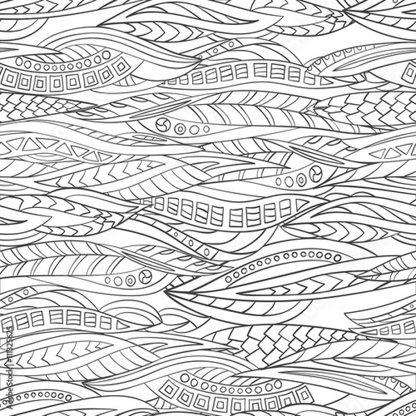 Obraz Hand-drawn seamless pattern of abstract geometric elements. 
Monochrome range.