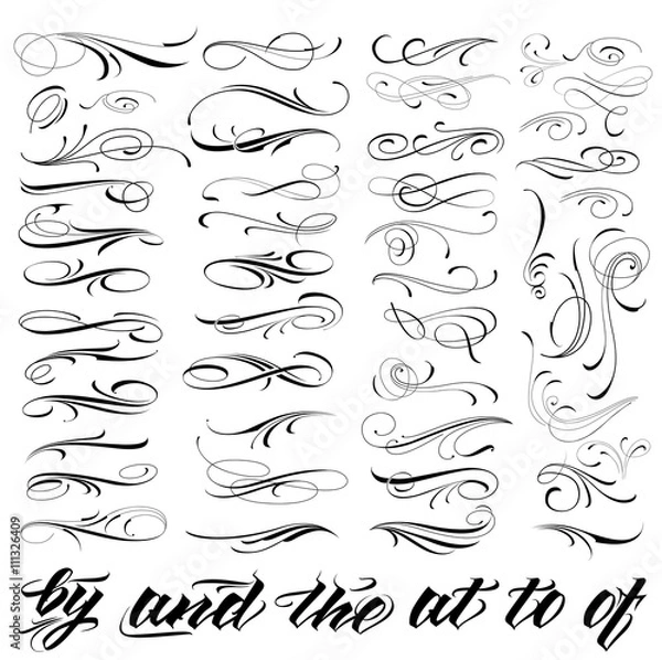 Obraz Calligraphic tattoo swirl set
