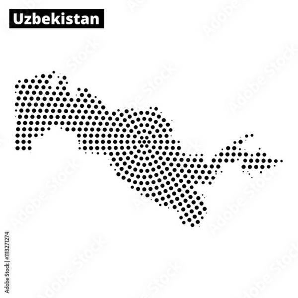Fototapeta Outline of Uzbekistan with dotted pattern and abstract background design