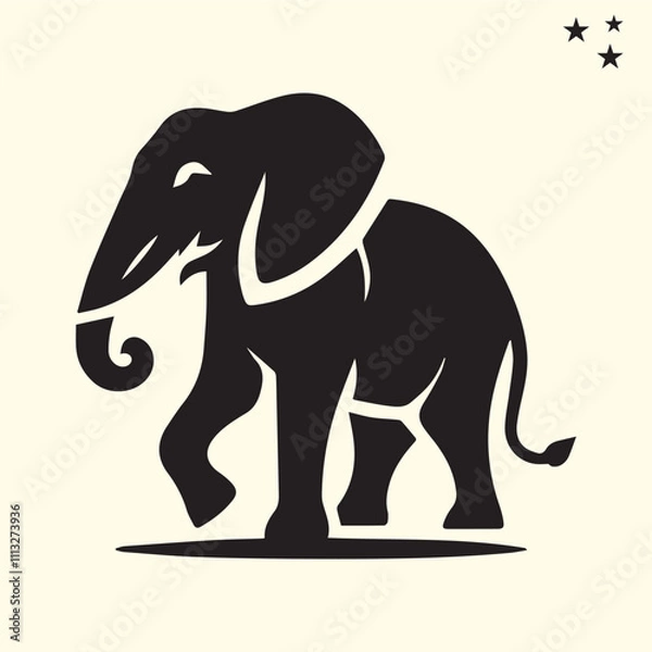 Fototapeta black elephant silhouette vector, Elephant logo silhouette vector.
