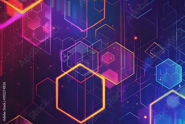 Fototapeta Abstract geometric grid overlay with bold hues and modern dynamic design.