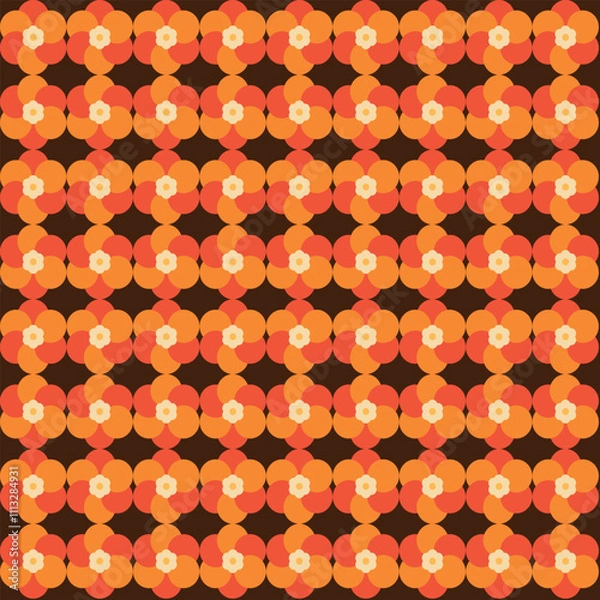 Fototapeta Discover a seamless floral tile background vector template featuring vibrant colors and intricate patterns. Perfect for design projects, wallpapers, or creative templates with endless possibilities.