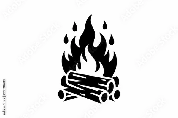 Obraz Fire icon silhouette flat design