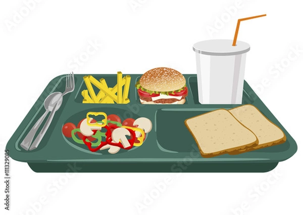 Fototapeta A school lunch tray with copy space