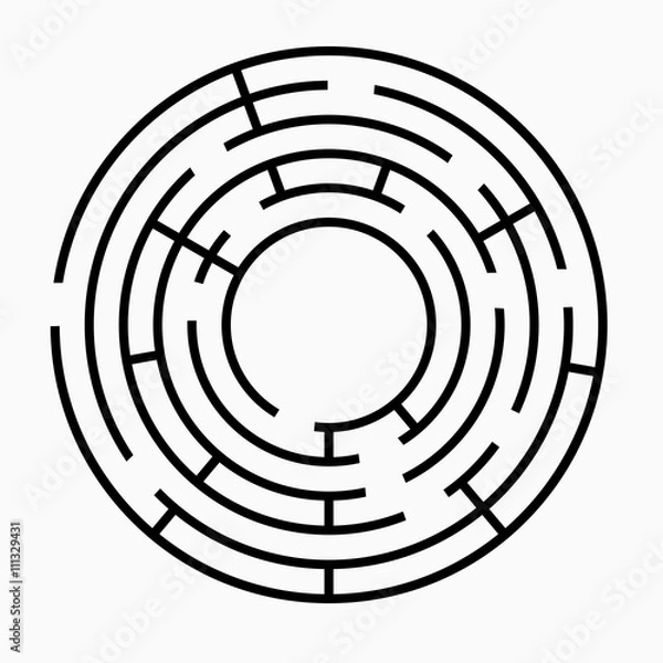 Obraz Black round maze on a white background