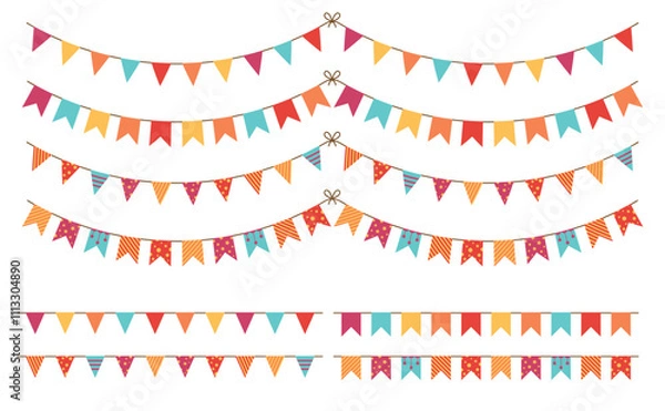 Obraz Party pennant flag carnival festival or happy birthday celebration decoration items