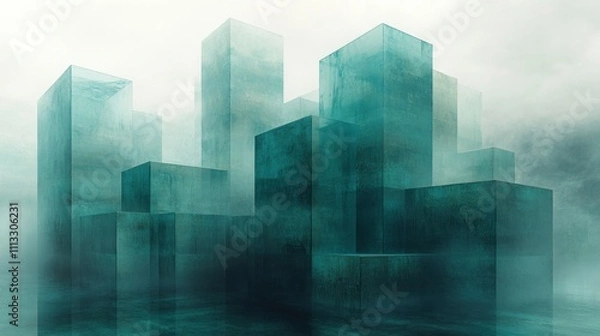 Obraz Abstract Geometric Pattern with Teal and Light Blue Layers