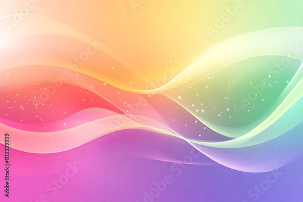 Fototapeta Abstract Rainbow Waves Background: Vibrant Pastel Colors and Smooth Curves Digital Art
