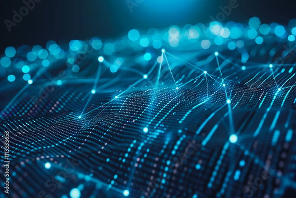 Fototapeta abstract business connection of line from nail node to node on world map background Innovation network points Earth's surface