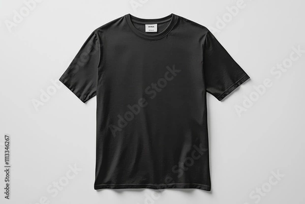Obraz Black T-shirt Mockup with Front and Back View on Isolated White Background