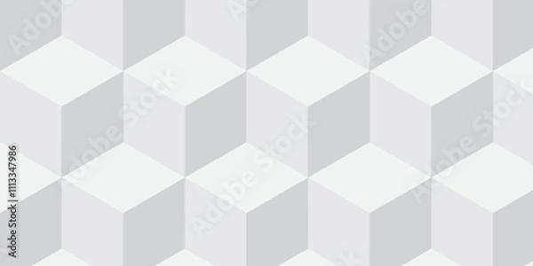 Obraz White geometric cube creative concept triangle overlap square technology background. digital cubes fabric and wallpaper grid block texture background.	

