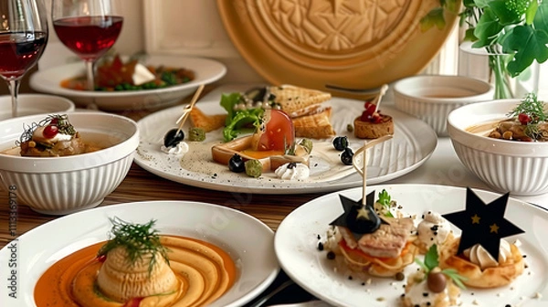 Fototapeta appetizer with salmon and cheese