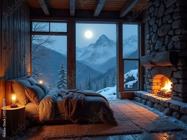 Fototapeta interior of a bedroom generative ai