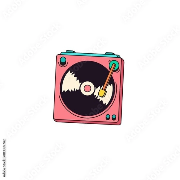 Fototapeta Bright Retro CD Player - Pop Art Style