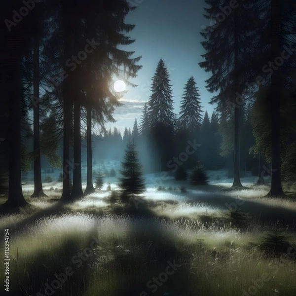 Obraz Ethereal Moonlit Forest Sanctuary