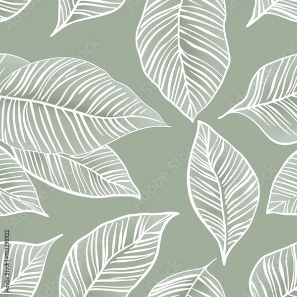 Fototapeta minimalistic leaf pattern in soft pastel tones adds a peaceful, nature inspired atmosphere, making it perfect for backgrounds in wellness or eco friendly designs.