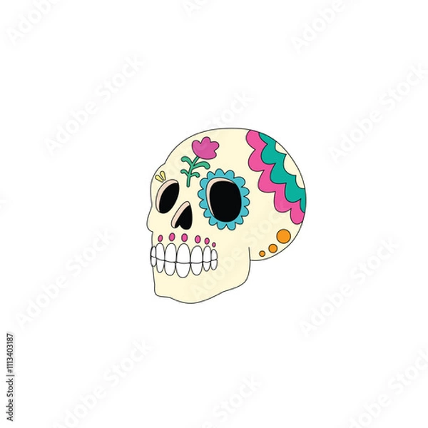 Fototapeta Vibrant Calavera Skull - Vector Illustration